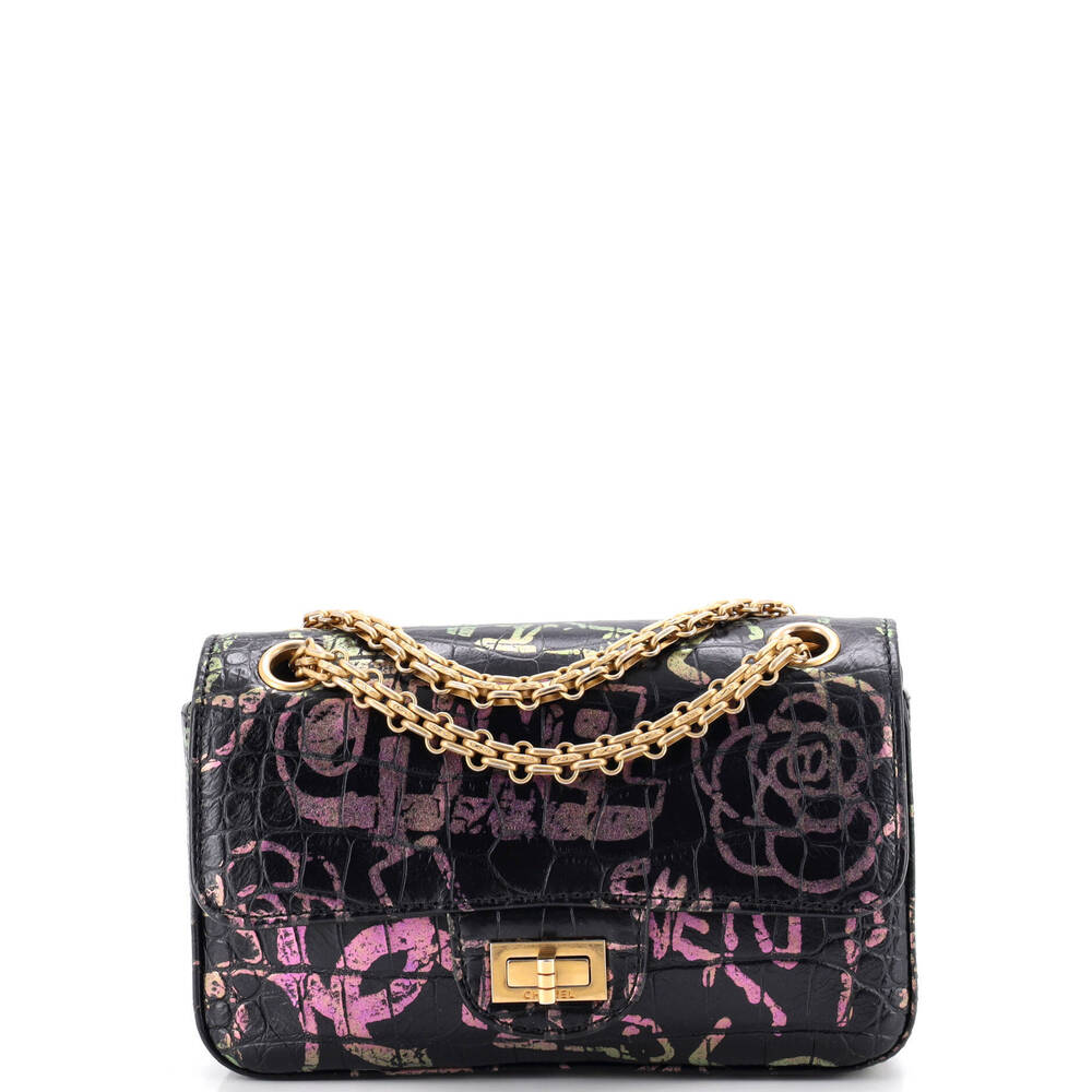 Chanel Mini Reissue 2.55 Flap Bag Graffiti Crocodile Embossed Calfskin